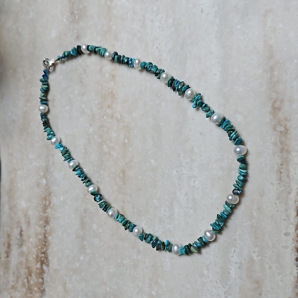 😍925 Silver Turquoise & Pearl Necklace😍NWOT